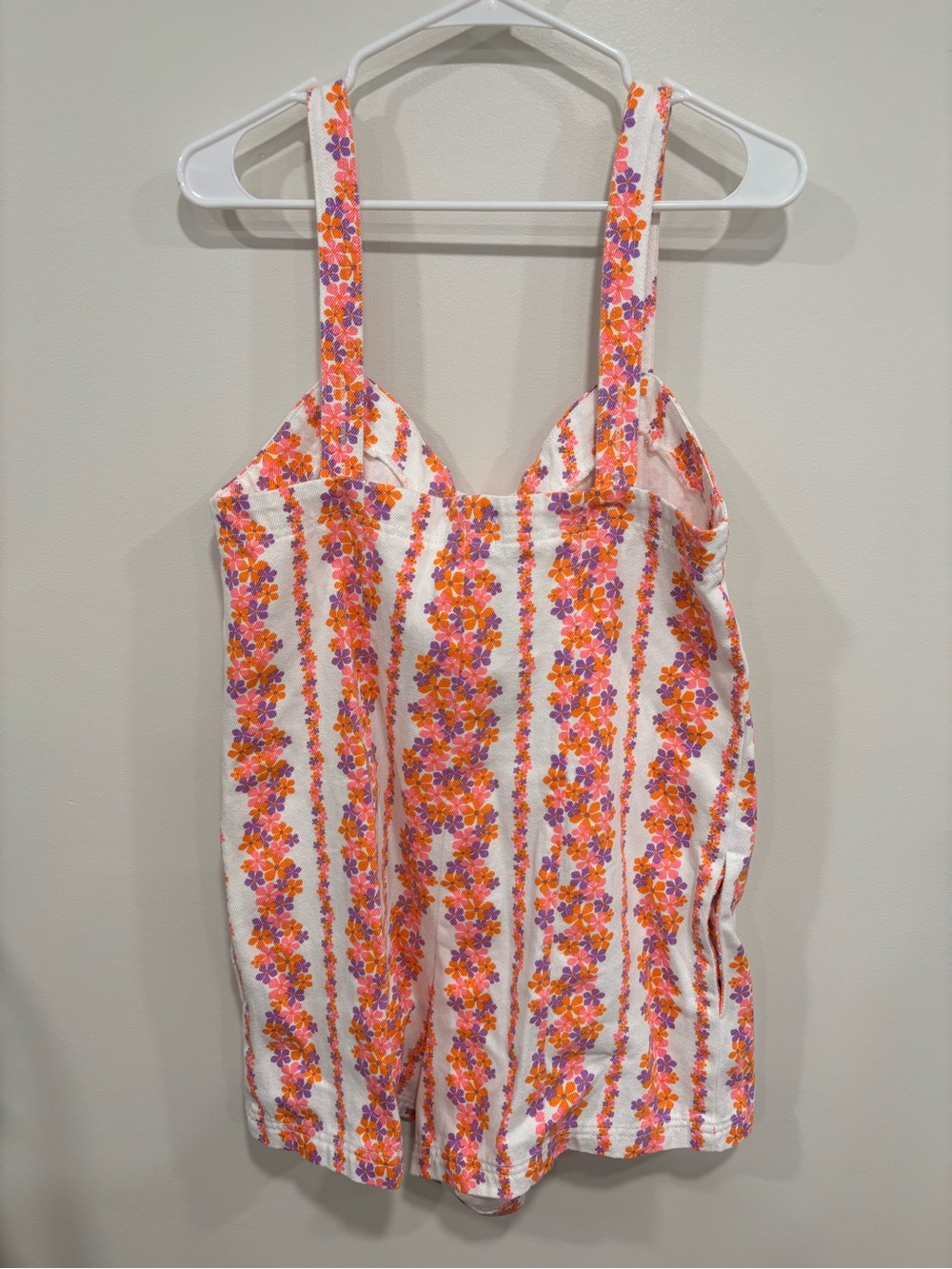 Show Me Your MuMu Floral Stripe Romper - White, Pink & Orange